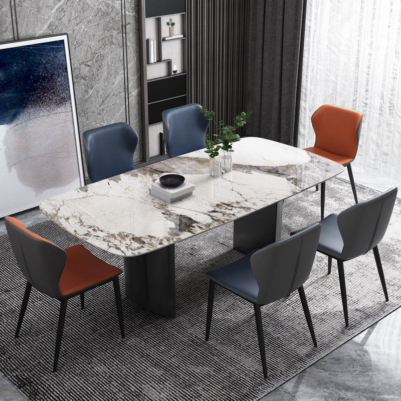 Industrial Style Rectangle Table Sintered Stone Dining Table with Metal Legs