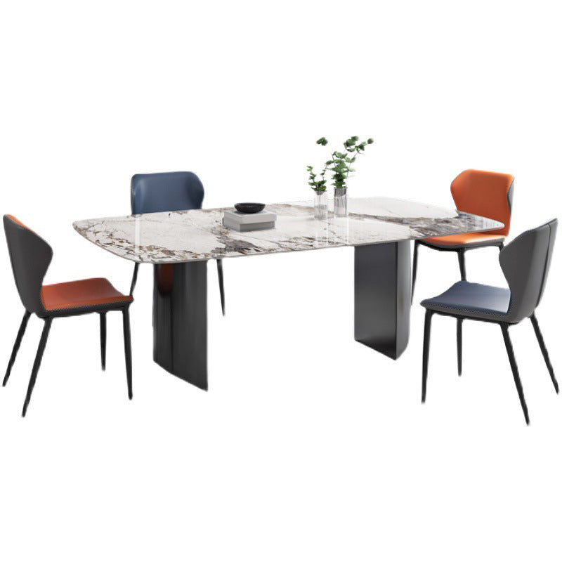 Industrial Style Rectangle Table Sintered Stone Dining Table with Metal Legs