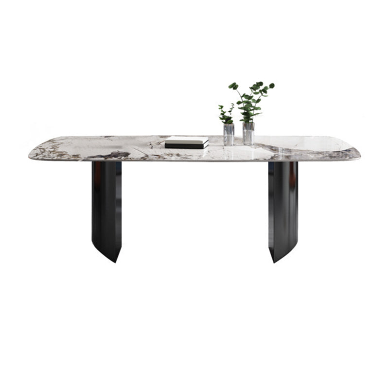 Industrial Style Rectangle Table Sintered Stone Dining Table with Metal Legs
