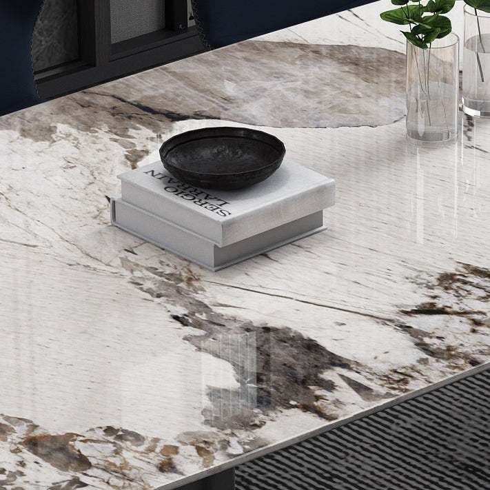 Industrial Style Rectangle Table Sintered Stone Dining Table with Metal Legs