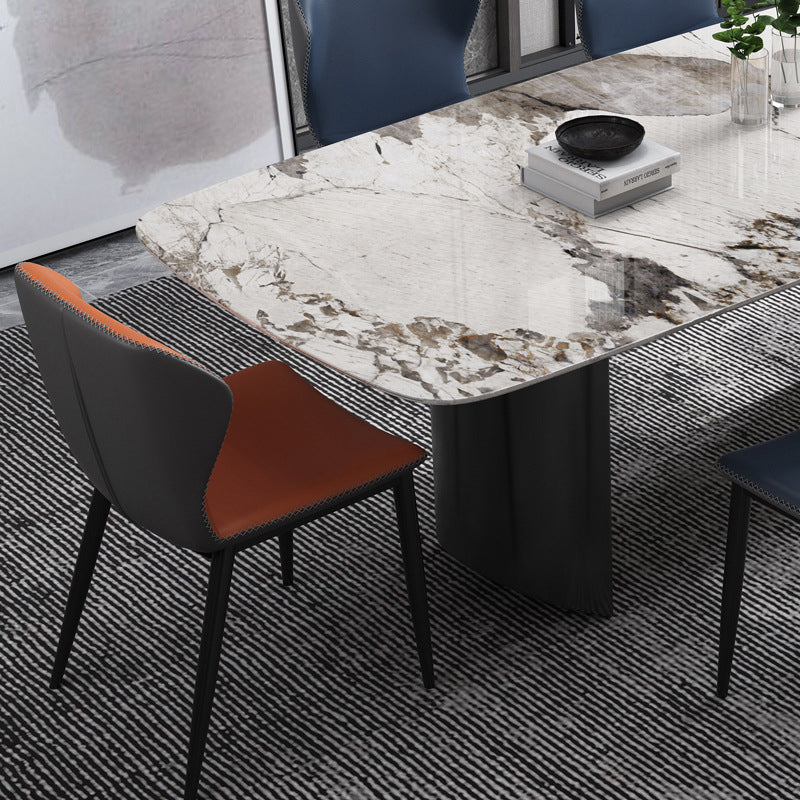 Industrial Style Rectangle Table Sintered Stone Dining Table with Metal Legs