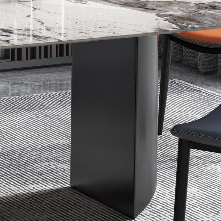 Industrial Style Rectangle Table Sintered Stone Dining Table with Metal Legs