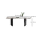 Industrial Style Rectangle Table Sintered Stone Dining Table with Metal Legs