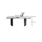 Industrial Style Rectangle Table Sintered Stone Dining Table with Metal Legs