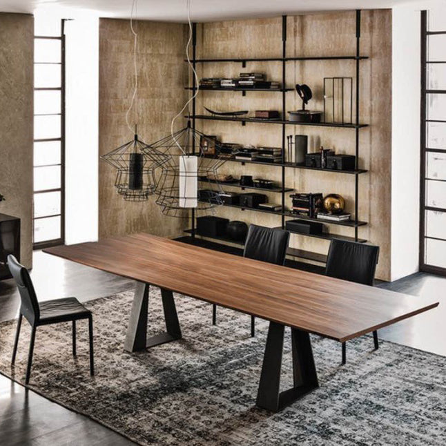 Industrial Style Rectangle Table Wooden Dining Table with Metal Legs 78.7"L x 31.5"W x 29.5"H Without Chairs Clearhalo 'Dining Tables & Seating' 'Dining Tables' 'dining_table' 'furn' 'furn_dining_table' 'Furniture' 'Kitchen & Dining Furniture' 6751828