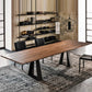 Industrial Style Rectangle Table Wooden Dining Table with Metal Legs 86.6"L x 35.4"W x 29.5"H Without Chairs Clearhalo 'Dining Tables & Seating' 'Dining Tables' 'dining_table' 'furn' 'furn_dining_table' 'Furniture' 'Kitchen & Dining Furniture' 6751829