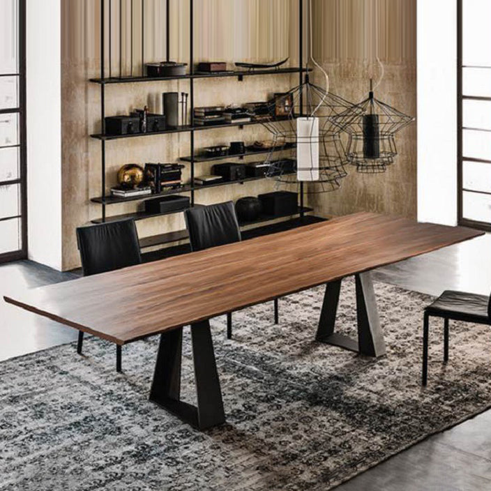 Industrial Style Rectangle Table Wooden Dining Table with Metal Legs 86.6"L x 35.4"W x 29.5"H Without Chairs Clearhalo 'Dining Tables & Seating' 'Dining Tables' 'dining_table' 'furn' 'furn_dining_table' 'Furniture' 'Kitchen & Dining Furniture' 6751829