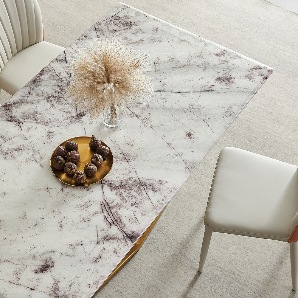 Glam Style Rectangle Table Sintered Stone Dining Table with Metal Legs Clearhalo 'Dining Tables & Seating' 'Dining Tables' 'dining_table' 'furn' 'furn_dining_table' 'Furniture' 'Kitchen & Dining Furniture' 6751844