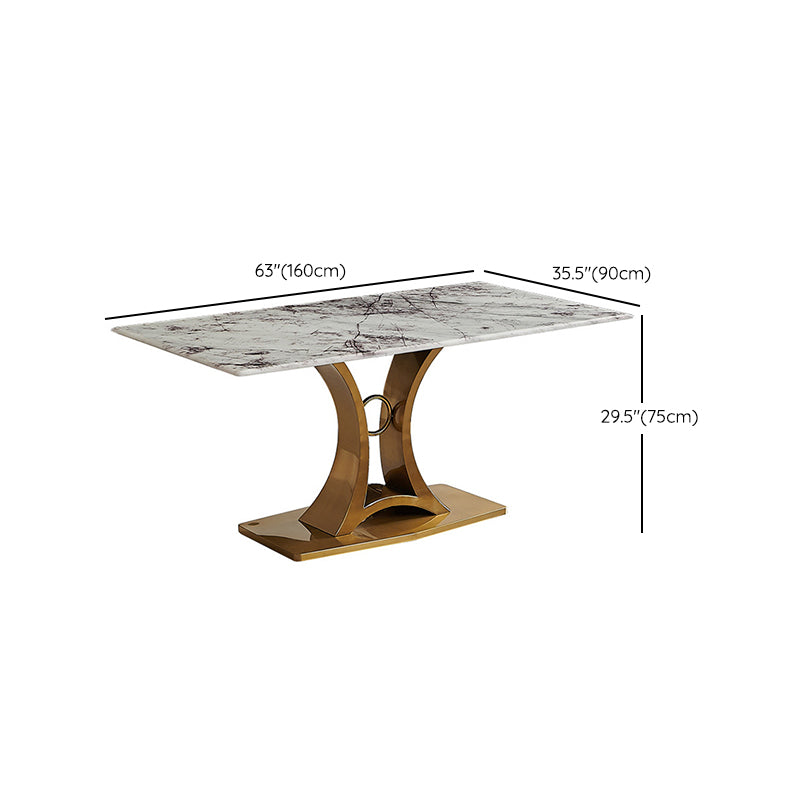 Glam Style Rectangle Table Sintered Stone Dining Table with Metal Legs Clearhalo 'Dining Tables & Seating' 'Dining Tables' 'dining_table' 'furn' 'furn_dining_table' 'Furniture' 'Kitchen & Dining Furniture' 6751851