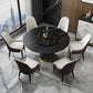Contemporary Round Table Sintered Stone Dining Table with Metal Legs Black Without Chairs Clearhalo 'Dining Tables & Seating' 'Dining Tables' 'dining_table' 'furn' 'furn_dining_table' 'Furniture' 'Kitchen & Dining Furniture' 6751853