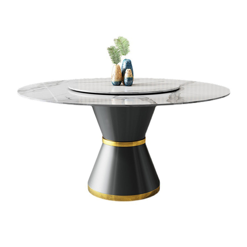 Contemporary Round Table Sintered Stone Dining Table with Metal Legs Clearhalo 'Dining Tables & Seating' 'Dining Tables' 'dining_table' 'furn' 'furn_dining_table' 'Furniture' 'Kitchen & Dining Furniture' 6751857