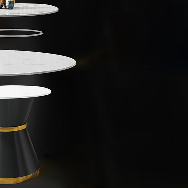 Contemporary Round Table Sintered Stone Dining Table with Metal Legs Clearhalo 'Dining Tables & Seating' 'Dining Tables' 'dining_table' 'furn' 'furn_dining_table' 'Furniture' 'Kitchen & Dining Furniture' 6751859