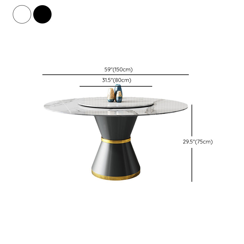 Contemporary Round Table Sintered Stone Dining Table with Metal Legs Clearhalo 'Dining Tables & Seating' 'Dining Tables' 'dining_table' 'furn' 'furn_dining_table' 'Furniture' 'Kitchen & Dining Furniture' 6751864