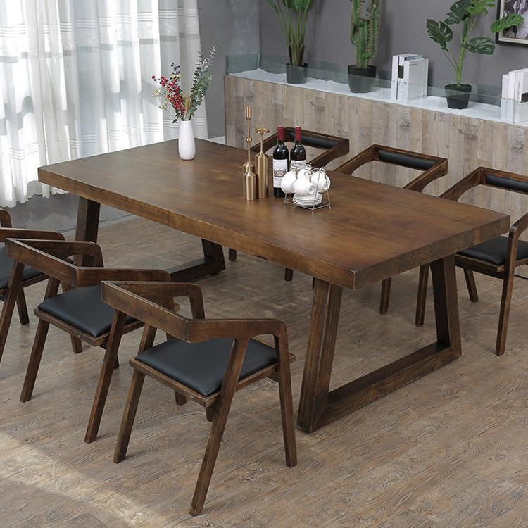 Industrial Style Rectangle Table Wooden Dining Table with Wooden Legs 78.7"L x 31.5"W x 29.5"H Without Chairs Clearhalo 'Dining Tables & Seating' 'Dining Tables' 'dining_table' 'furn' 'furn_dining_table' 'Furniture' 'Kitchen & Dining Furniture' 6751865