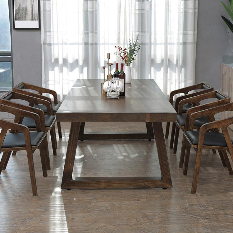Industrial Style Rectangle Table Wooden Dining Table with Wooden Legs 70.9"L x 31.5"W x 29.5"H Without Chairs Clearhalo 'Dining Tables & Seating' 'Dining Tables' 'dining_table' 'furn' 'furn_dining_table' 'Furniture' 'Kitchen & Dining Furniture' 6751866