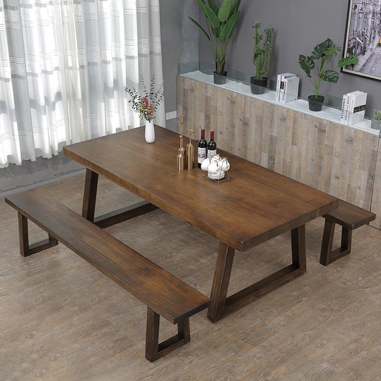 Industrial Style Rectangle Table Wooden Dining Table with Wooden Legs Clearhalo 'Dining Tables & Seating' 'Dining Tables' 'dining_table' 'furn' 'furn_dining_table' 'Furniture' 'Kitchen & Dining Furniture' 6751873