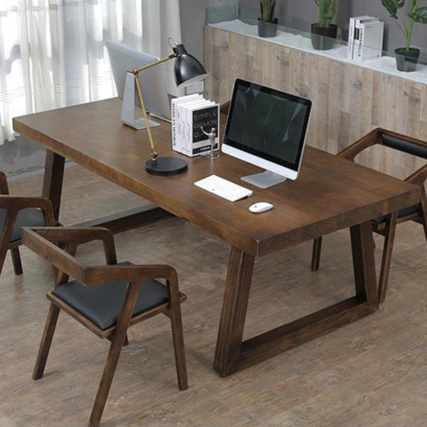Industrial Style Rectangle Table Wooden Dining Table with Wooden Legs Clearhalo 'Dining Tables & Seating' 'Dining Tables' 'dining_table' 'furn' 'furn_dining_table' 'Furniture' 'Kitchen & Dining Furniture' 6751874