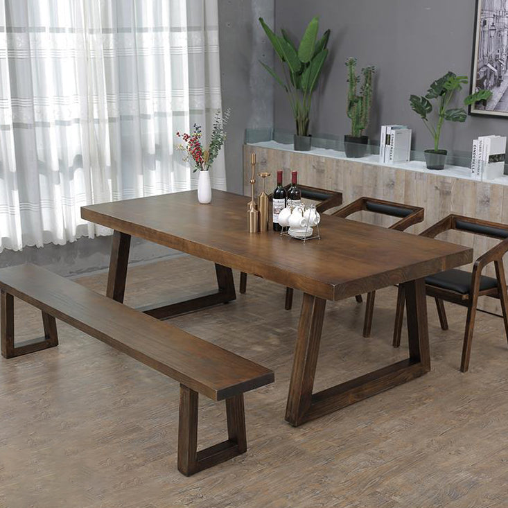 Industrial Style Rectangle Table Wooden Dining Table with Wooden Legs Clearhalo 'Dining Tables & Seating' 'Dining Tables' 'dining_table' 'furn' 'furn_dining_table' 'Furniture' 'Kitchen & Dining Furniture' 6751875