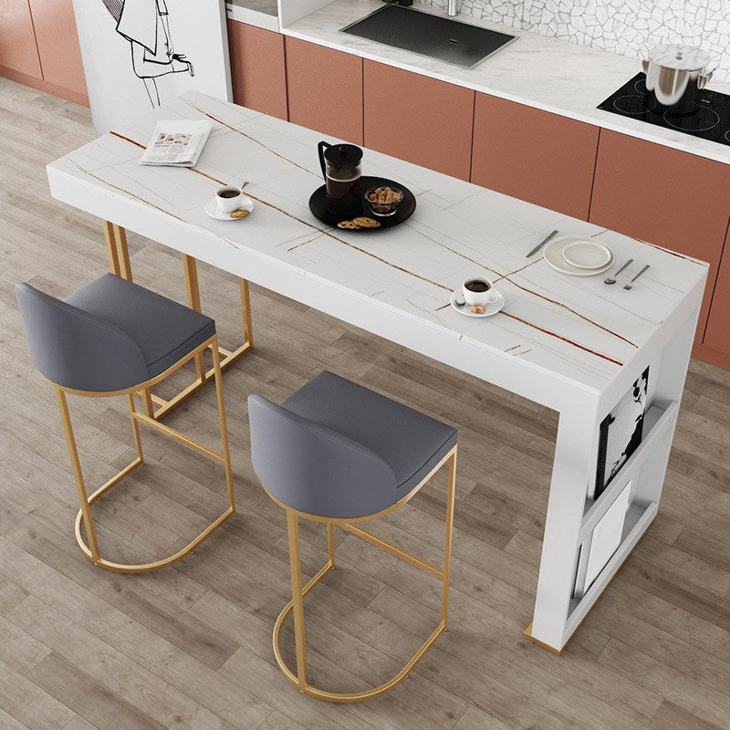 Juego de mesa de bar Glam de piedra sinterizada de 1/2/3 piezas, mesa de bar rectangular con patas de metal