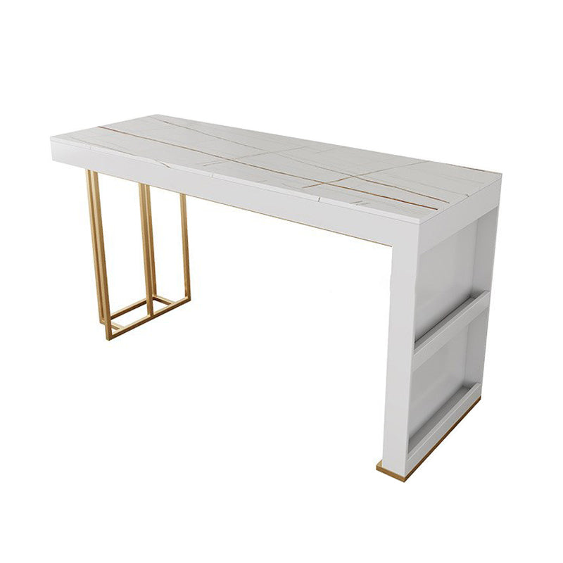 Juego de mesa de bar Glam de piedra sinterizada de 1/2/3 piezas, mesa de bar rectangular con patas de metal