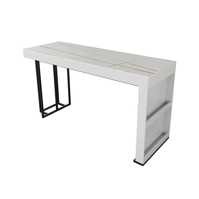 Juego de mesa de bar Glam de piedra sinterizada de 1/2/3 piezas, mesa de bar rectangular con patas de metal