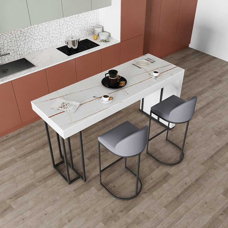 Juego de mesa de bar Glam de piedra sinterizada de 1/2/3 piezas, mesa de bar rectangular con patas de metal