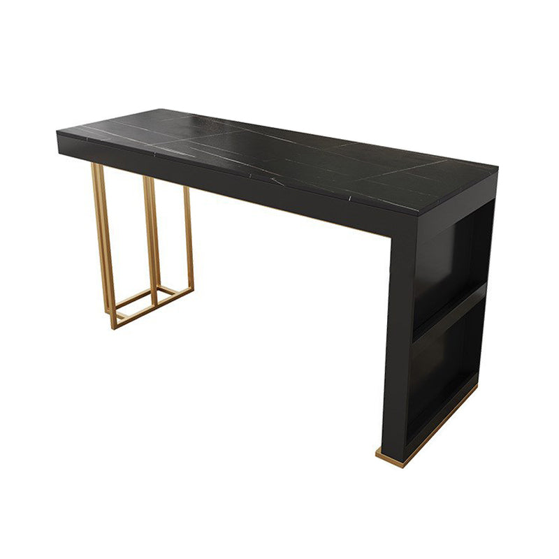 Juego de mesa de bar Glam de piedra sinterizada de 1/2/3 piezas, mesa de bar rectangular con patas de metal
