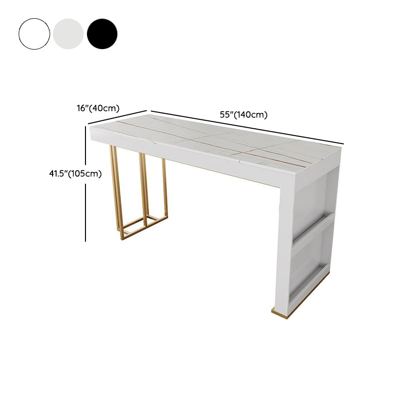 Juego de mesa de bar Glam de piedra sinterizada de 1/2/3 piezas, mesa de bar rectangular con patas de metal