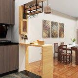 Glam 1/2 Pieces Bar Table Set Rectangle Wood Counter Table with Stools