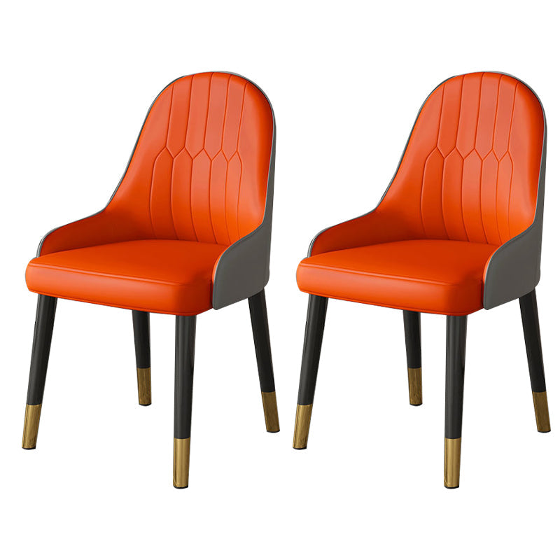 Faux Leather Dining Chair Parsons Home Dining Arm Side Chair Orange-Gray 2 Piece Set Brass Gold Clearhalo 'Dining Chairs' 'Dining Tables & Seating' 'dining_chair' 'furn' 'furn_dining_chair' 'Furniture' 'Kitchen & Dining Furniture' 6752028