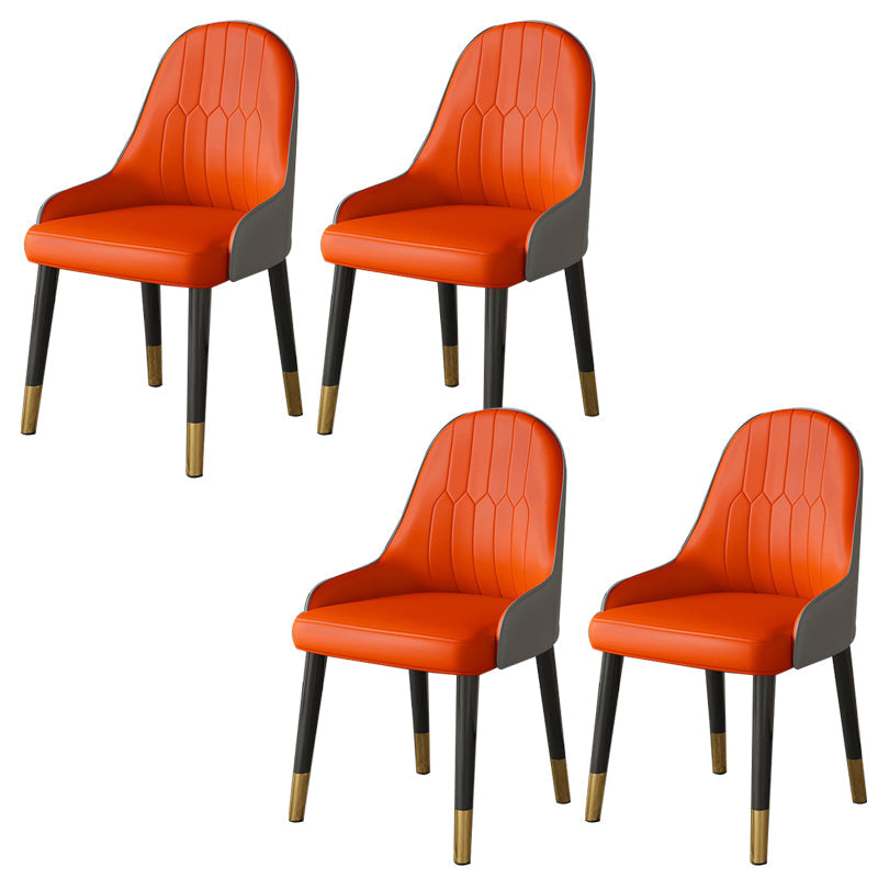 Faux Leather Dining Chair Parsons Home Dining Arm Side Chair Orange-Gray 4 Piece Set Brass Gold Clearhalo 'Dining Chairs' 'Dining Tables & Seating' 'dining_chair' 'furn' 'furn_dining_chair' 'Furniture' 'Kitchen & Dining Furniture' 6752030