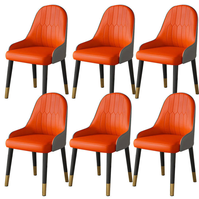 Faux Leather Dining Chair Parsons Home Dining Arm Side Chair Orange-Gray 6 Piece Set Brass Gold Clearhalo 'Dining Chairs' 'Dining Tables & Seating' 'dining_chair' 'furn' 'furn_dining_chair' 'Furniture' 'Kitchen & Dining Furniture' 6752032