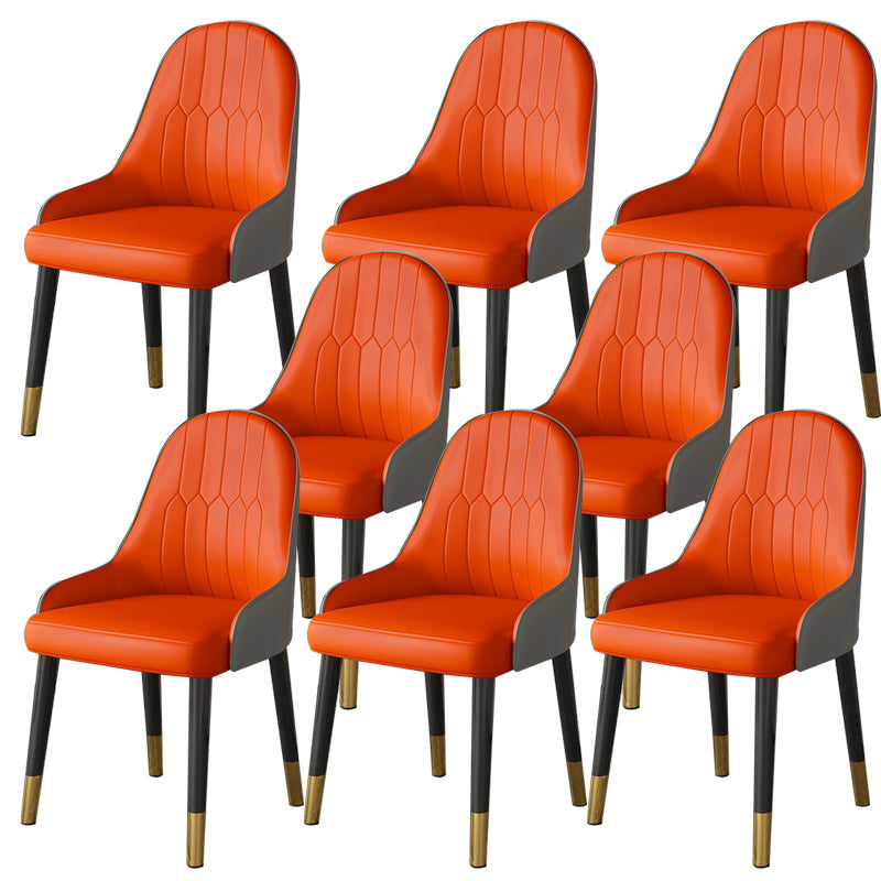 Faux Leather Dining Chair Parsons Home Dining Arm Side Chair Orange-Gray 8 Piece Set Brass Gold Clearhalo 'Dining Chairs' 'Dining Tables & Seating' 'dining_chair' 'furn' 'furn_dining_chair' 'Furniture' 'Kitchen & Dining Furniture' 6752035