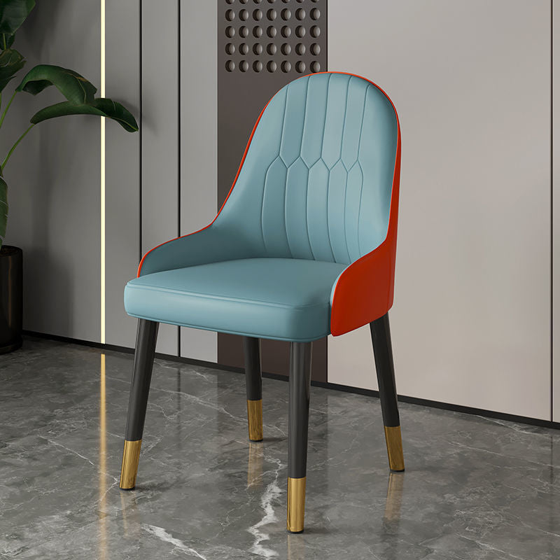 Faux Leather Dining Chair Parsons Home Dining Arm Side Chair Blue 1 Piece Brass Gold Clearhalo 'Dining Chairs' 'Dining Tables & Seating' 'dining_chair' 'furn' 'furn_dining_chair' 'Furniture' 'Kitchen & Dining Furniture' 6752036