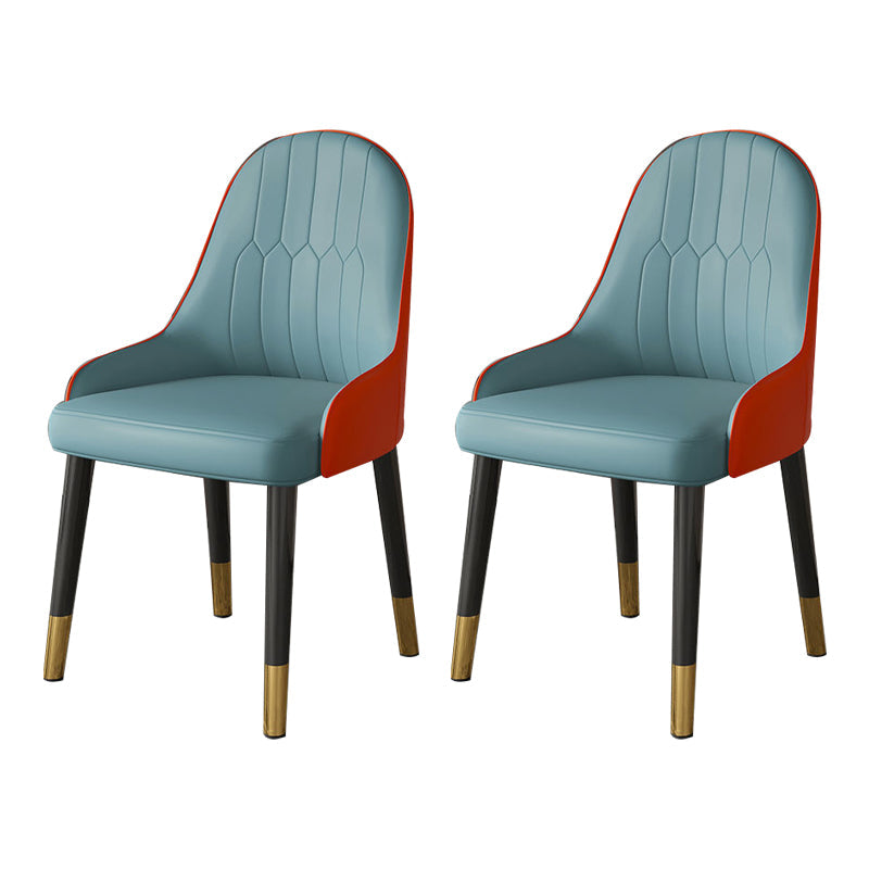 Faux Leather Dining Chair Parsons Home Dining Arm Side Chair Blue 2 Piece Set Brass Gold Clearhalo 'Dining Chairs' 'Dining Tables & Seating' 'dining_chair' 'furn' 'furn_dining_chair' 'Furniture' 'Kitchen & Dining Furniture' 6752038