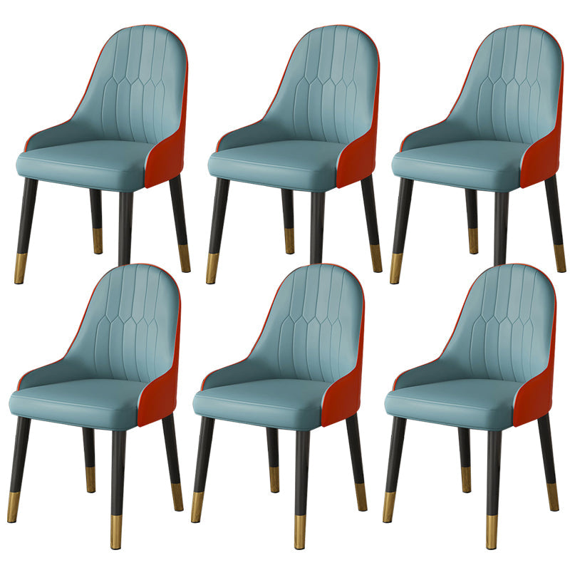 Faux Leather Dining Chair Parsons Home Dining Arm Side Chair Blue 6 Piece Set Brass Gold Clearhalo 'Dining Chairs' 'Dining Tables & Seating' 'dining_chair' 'furn' 'furn_dining_chair' 'Furniture' 'Kitchen & Dining Furniture' 6752042