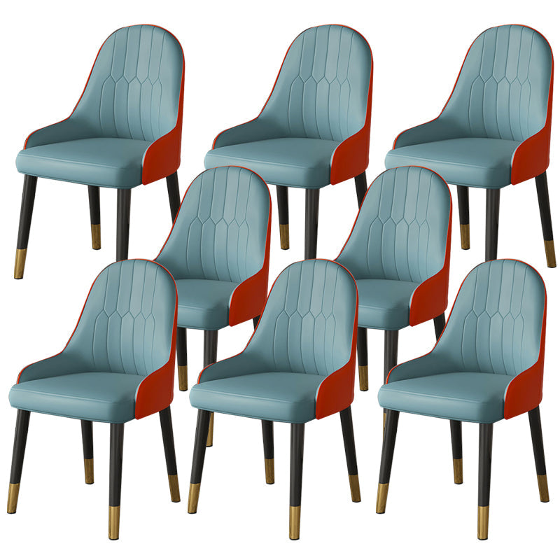 Faux Leather Dining Chair Parsons Home Dining Arm Side Chair Blue 8 Piece Set Brass Gold Clearhalo 'Dining Chairs' 'Dining Tables & Seating' 'dining_chair' 'furn' 'furn_dining_chair' 'Furniture' 'Kitchen & Dining Furniture' 6752045