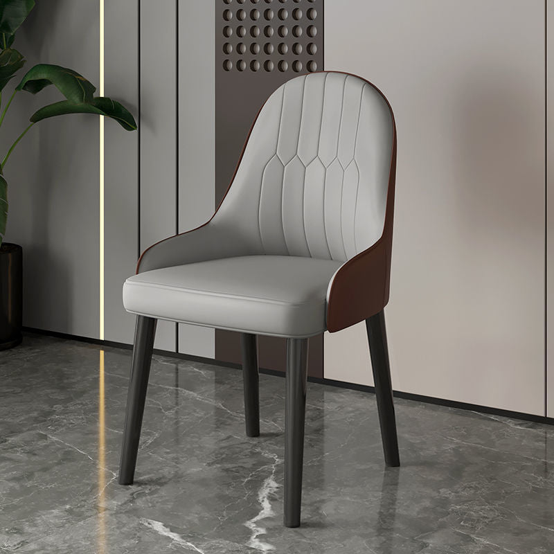 Faux Leather Dining Chair Parsons Home Dining Arm Side Chair Gray Coffee 1 Piece Black Clearhalo 'Dining Chairs' 'Dining Tables & Seating' 'dining_chair' 'furn' 'furn_dining_chair' 'Furniture' 'Kitchen & Dining Furniture' 6752046