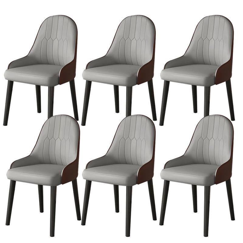 Faux Leather Dining Chair Parsons Home Dining Arm Side Chair Gray Coffee 6 Piece Set Black Clearhalo 'Dining Chairs' 'Dining Tables & Seating' 'dining_chair' 'furn' 'furn_dining_chair' 'Furniture' 'Kitchen & Dining Furniture' 6752052