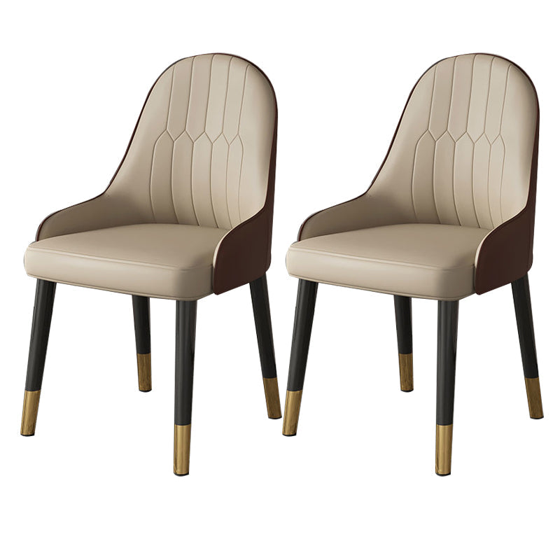 Faux Leather Dining Chair Parsons Home Dining Arm Side Chair Nude 2 Piece Set Brass Gold Clearhalo 'Dining Chairs' 'Dining Tables & Seating' 'dining_chair' 'furn' 'furn_dining_chair' 'Furniture' 'Kitchen & Dining Furniture' 6752057