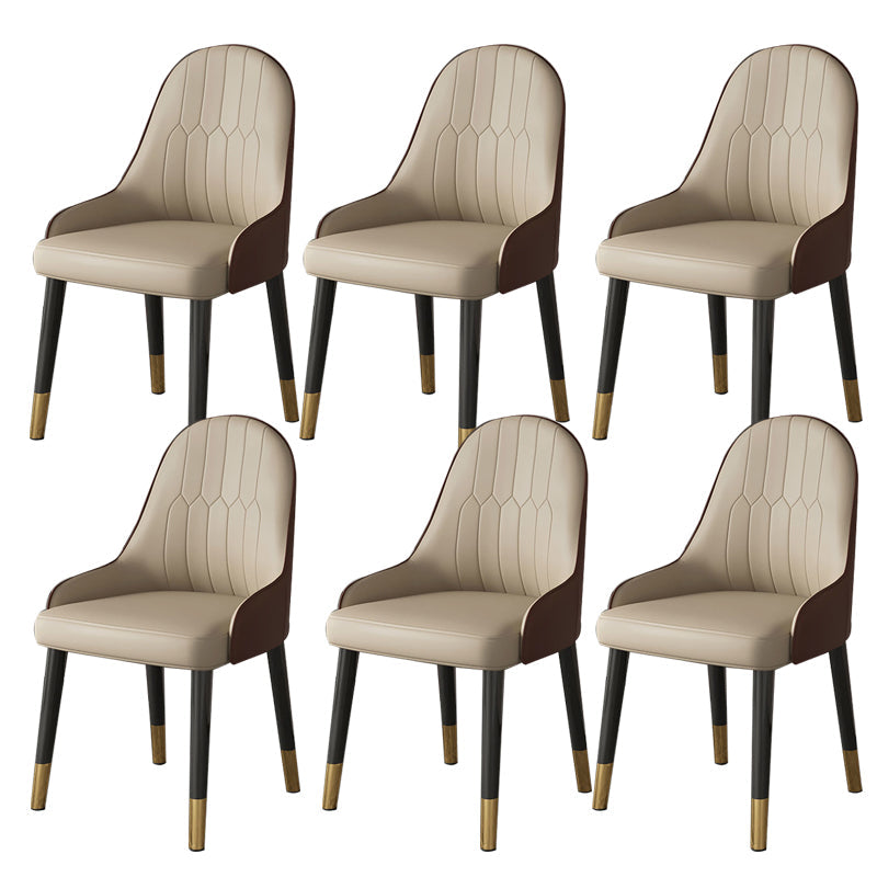 Faux Leather Dining Chair Parsons Home Dining Arm Side Chair Nude 6 Piece Set Brass Gold Clearhalo 'Dining Chairs' 'Dining Tables & Seating' 'dining_chair' 'furn' 'furn_dining_chair' 'Furniture' 'Kitchen & Dining Furniture' 6752059