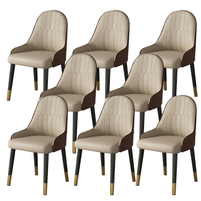 Faux Leather Dining Chair Parsons Home Dining Arm Side Chair Nude 8 Piece Set Brass Gold Clearhalo 'Dining Chairs' 'Dining Tables & Seating' 'dining_chair' 'furn' 'furn_dining_chair' 'Furniture' 'Kitchen & Dining Furniture' 6752060
