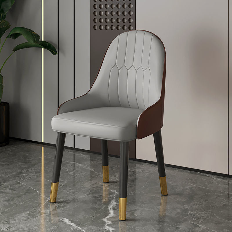 Faux Leather Dining Chair Parsons Home Dining Arm Side Chair Gray Coffee 1 Piece Brass Gold Clearhalo 'Dining Chairs' 'Dining Tables & Seating' 'dining_chair' 'furn' 'furn_dining_chair' 'Furniture' 'Kitchen & Dining Furniture' 6752066