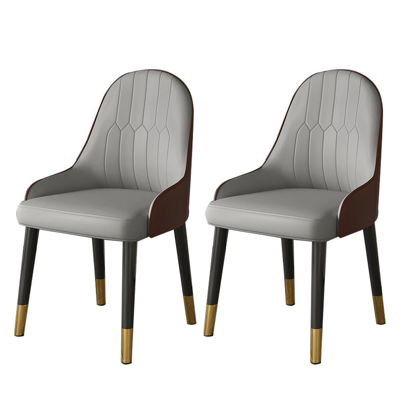 Faux Leather Dining Chair Parsons Home Dining Arm Side Chair Gray Coffee 2 Piece Set Brass Gold Clearhalo 'Dining Chairs' 'Dining Tables & Seating' 'dining_chair' 'furn' 'furn_dining_chair' 'Furniture' 'Kitchen & Dining Furniture' 6752067