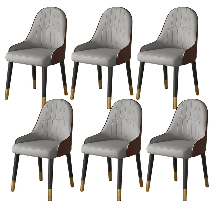 Faux Leather Dining Chair Parsons Home Dining Arm Side Chair Gray Coffee 6 Piece Set Brass Gold Clearhalo 'Dining Chairs' 'Dining Tables & Seating' 'dining_chair' 'furn' 'furn_dining_chair' 'Furniture' 'Kitchen & Dining Furniture' 6752069