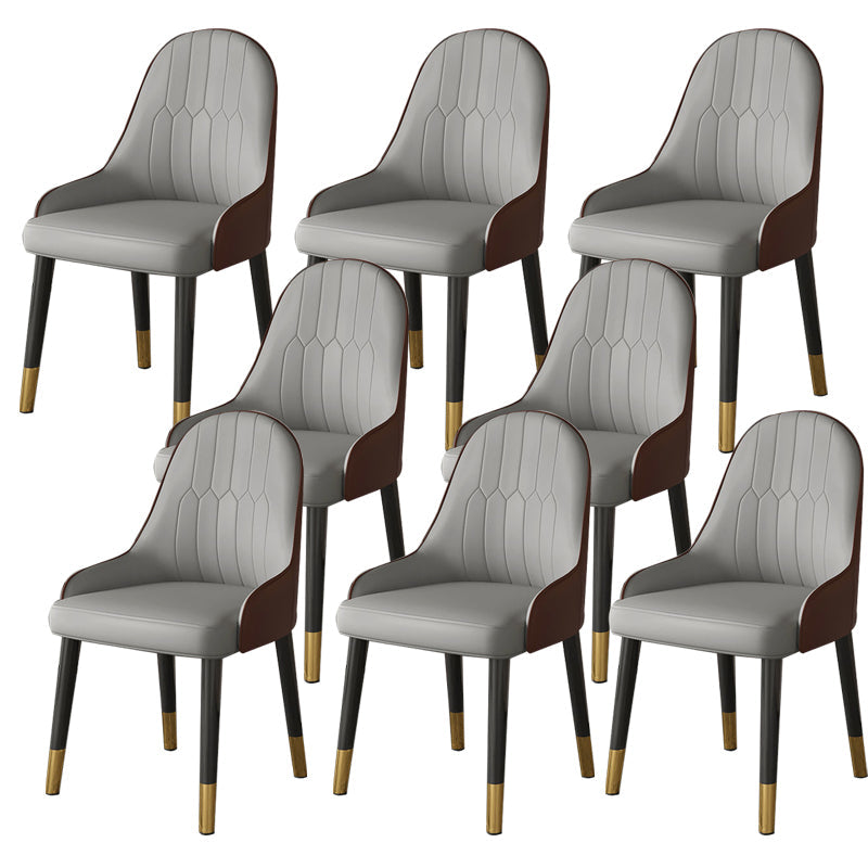 Faux Leather Dining Chair Parsons Home Dining Arm Side Chair Gray Coffee 8 Piece Set Brass Gold Clearhalo 'Dining Chairs' 'Dining Tables & Seating' 'dining_chair' 'furn' 'furn_dining_chair' 'Furniture' 'Kitchen & Dining Furniture' 6752070