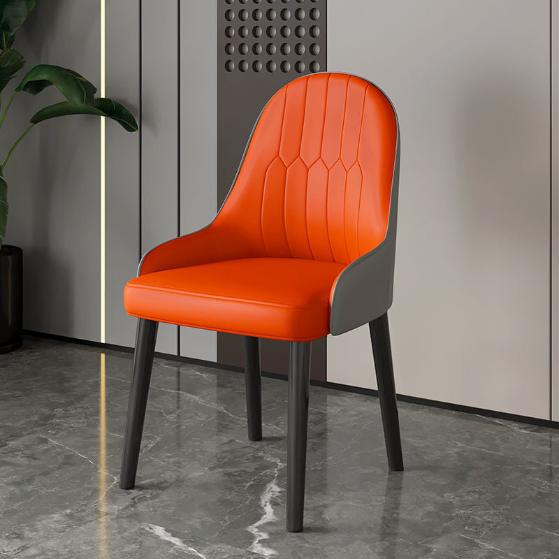 Faux Leather Dining Chair Parsons Home Dining Arm Side Chair Orange-Gray 1 Piece Black Clearhalo 'Dining Chairs' 'Dining Tables & Seating' 'dining_chair' 'furn' 'furn_dining_chair' 'Furniture' 'Kitchen & Dining Furniture' 6752071