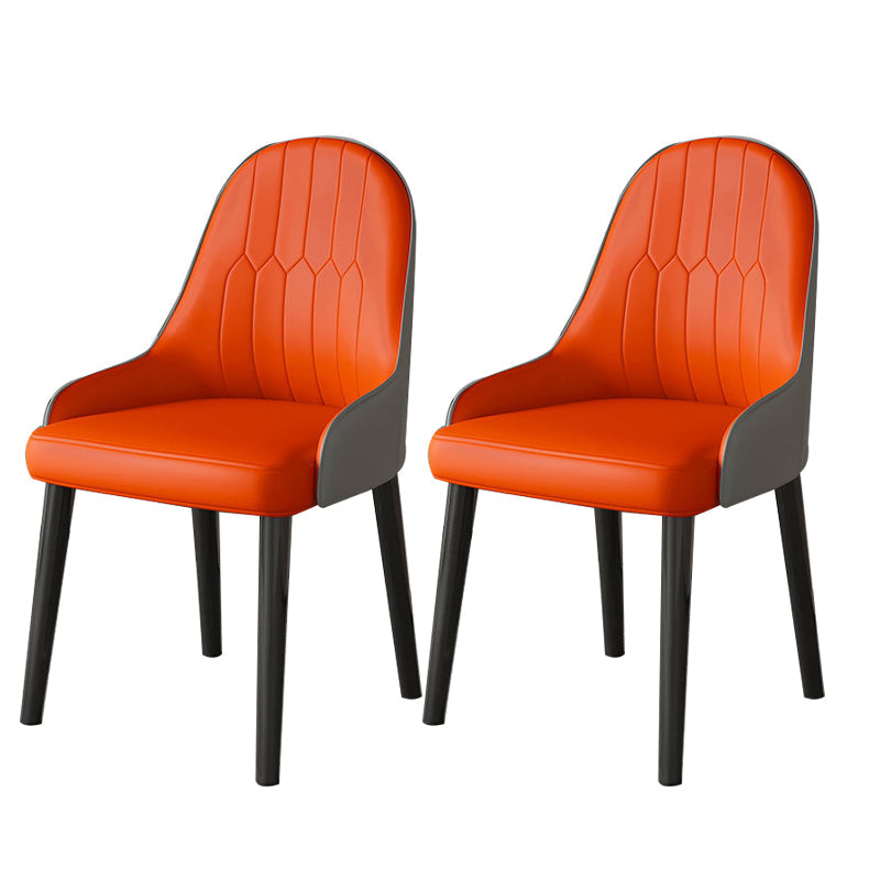 Faux Leather Dining Chair Parsons Home Dining Arm Side Chair Orange-Gray 2 Piece Set Black Clearhalo 'Dining Chairs' 'Dining Tables & Seating' 'dining_chair' 'furn' 'furn_dining_chair' 'Furniture' 'Kitchen & Dining Furniture' 6752072