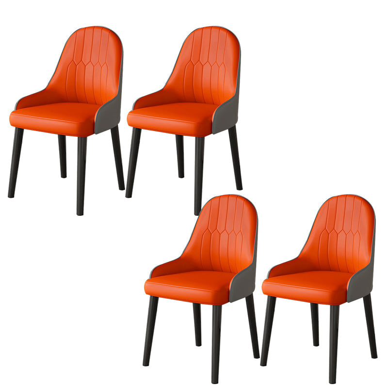 Faux Leather Dining Chair Parsons Home Dining Arm Side Chair Orange-Gray 4 Piece Set Black Clearhalo 'Dining Chairs' 'Dining Tables & Seating' 'dining_chair' 'furn' 'furn_dining_chair' 'Furniture' 'Kitchen & Dining Furniture' 6752073