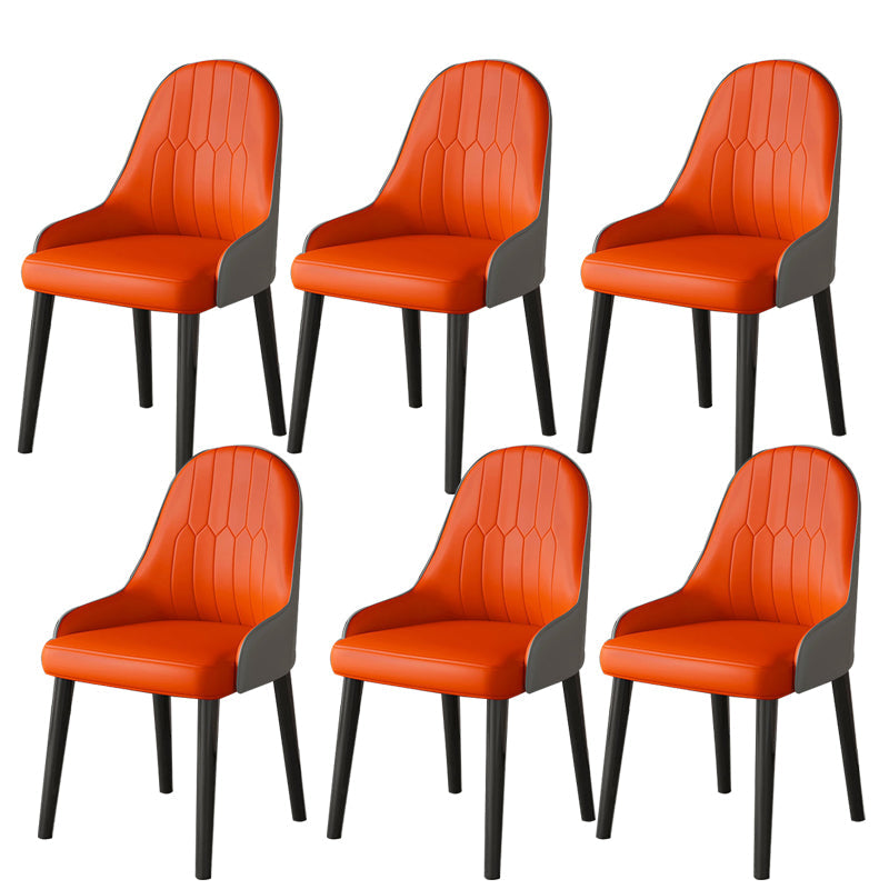 Faux Leather Dining Chair Parsons Home Dining Arm Side Chair Orange-Gray 6 Piece Set Black Clearhalo 'Dining Chairs' 'Dining Tables & Seating' 'dining_chair' 'furn' 'furn_dining_chair' 'Furniture' 'Kitchen & Dining Furniture' 6752074